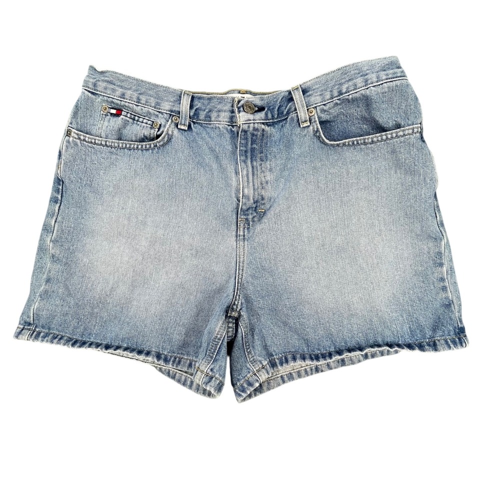 VTG Tommy Hilfiger Blue Denim Boyfriend Shorts Womens 16 Light Wash Y2K